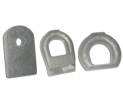 Assorted rotary kiln hanger components for industrial chain systems.